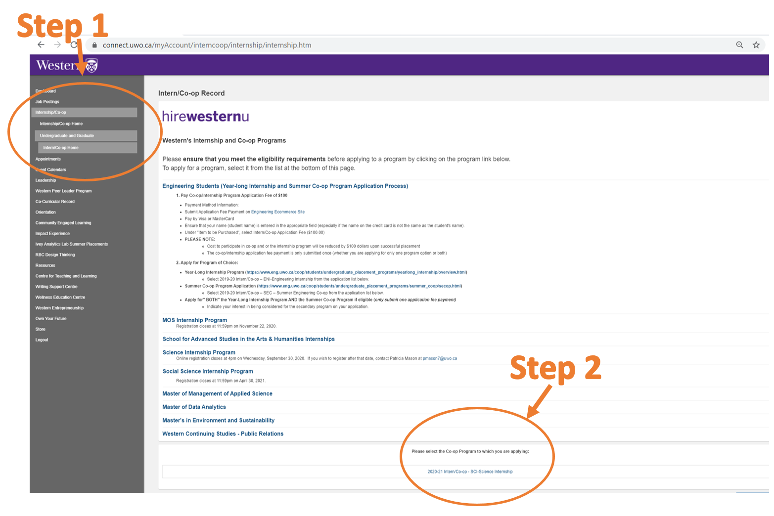 Applying for internship graphic showing areas of connect to click from a user perspective